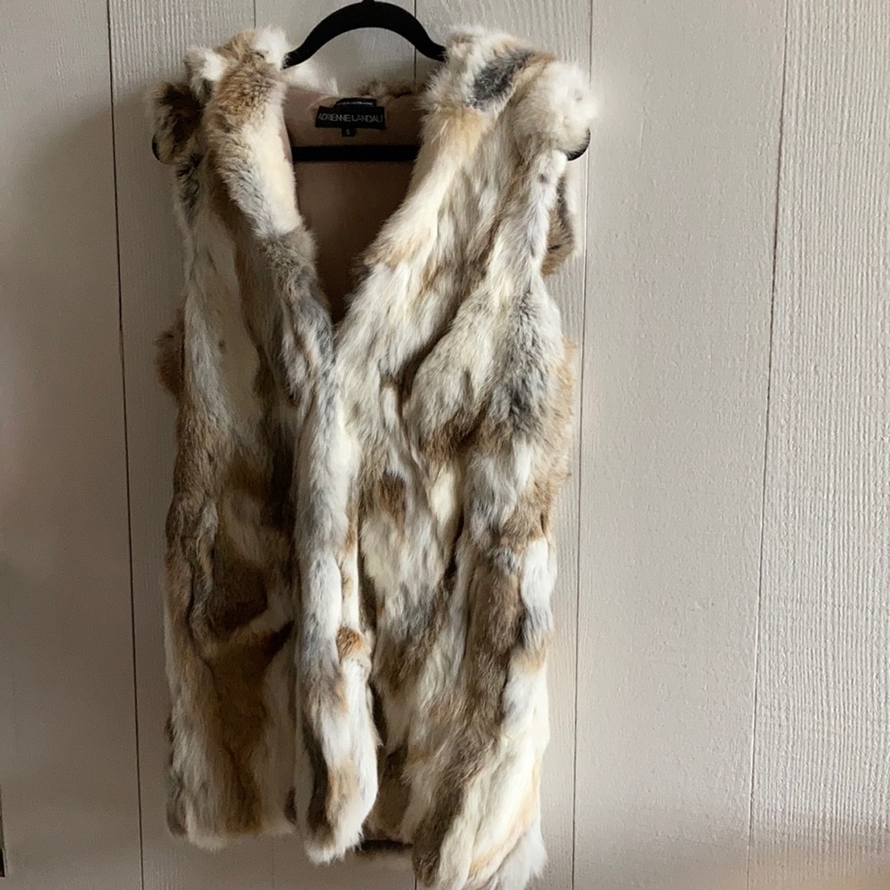 Adrienne Landau Natural Multi-Tone Fur Vest